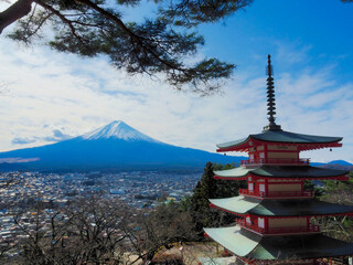 富士山と五重塔