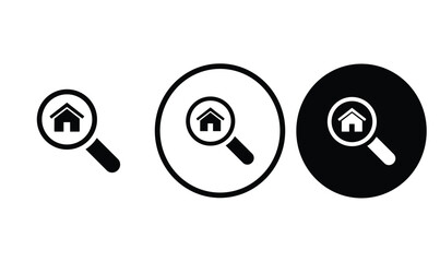 icon search property black outline for web site design 
and mobile dark mode apps 
Vector illustration on a white background