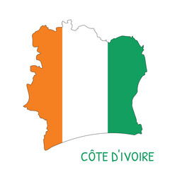 Cote d'Ivoire National Flag Shaped as Country Map