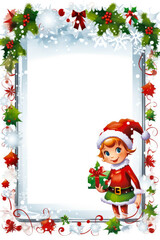 Obraz na płótnie Canvas elf Christmas frame border emptypage Whitebackground