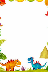 cute dinosaurs frame border emptypage Whitebackground