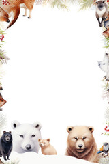 Obraz premium Christmas animals frame border emptypage Whitebackground