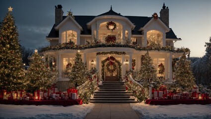 Fototapeta premium A luxurious home decked out in Christmas decorations that evoke a sense of wonder and enchantment 