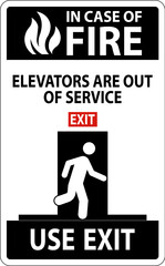 In Case Of Fire Sign Elevators Are Out of Service, Use Exit