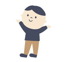 手を上げて喜ぶ男の子のイラスト