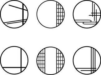 和風飾り窓　丸窓モノクロ