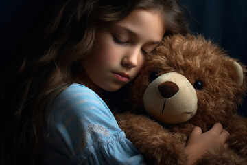 A person hugging a teddy bear, conveying a sense of comfort