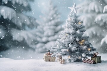 Obraz na płótnie Canvas Christmas tree with presents. Christmas tree with decorations and gifts. Christmas or New Year background