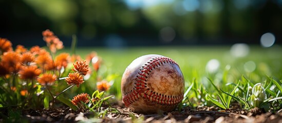 baseball sports equipment on the grass