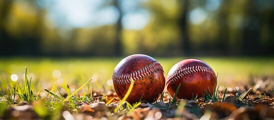 baseball sports equipment on the grass