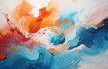 Fototapeta premium Original abstract art piece photographed in marble ink. Exceptional original painting captured in high definition..