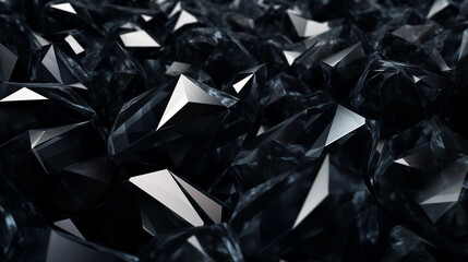 abstract black crystal background, faceted texture