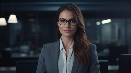 Woman entrepreneur on grey background
