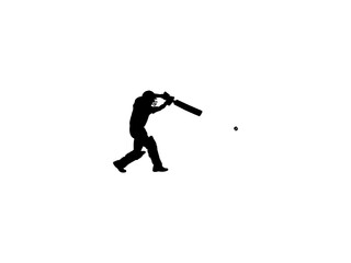 Cricket Player Silhouette isolated on white background