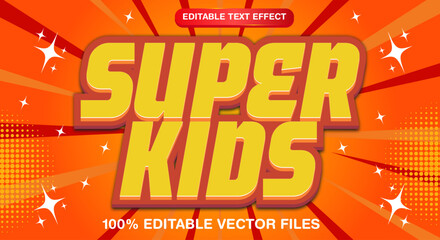 Super kids 3d text effect editable text effect - obrazy, fototapety, plakaty