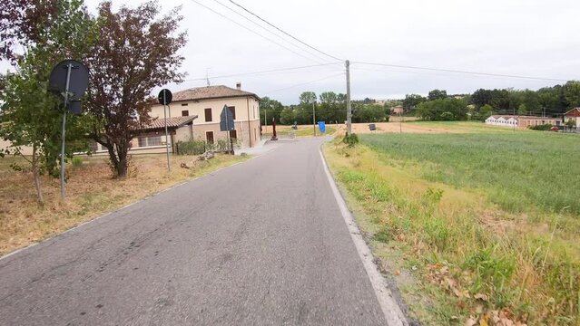 Via Francigena - secondary paved road next to Costamezzana (Noceto), Province of Parma, Emilia-Romagna, Italy