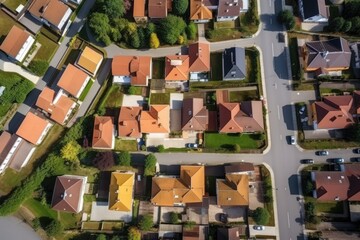 Fototapeta na wymiar aerial view over the private houses