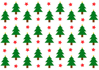 クリスマスツリーと星のパターン背景　もみの木