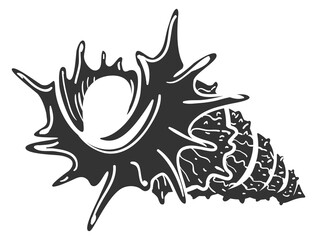 Conch black icon. Marine animal shell symbol