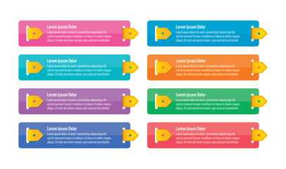 arrow banner templates. eight step colorful sticker. information templates