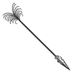 Archery drawing. Vintage arrow. Hand drawn weapon