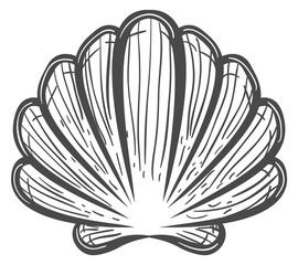 Clam shell black line icon. Marine symbol