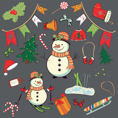 Christmas new year holiday elements set