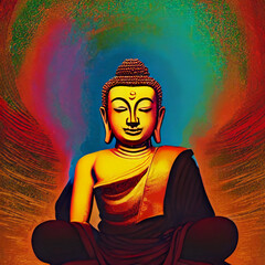 buddha statue in the lotus position=AI generated illustration