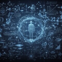 Fototapeta premium A retro style technical data sheet background of mathematical formulas, equations and info-graphics