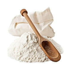 Fototapeta na wymiar Milled Flour Next to Storage Bag and Spoon