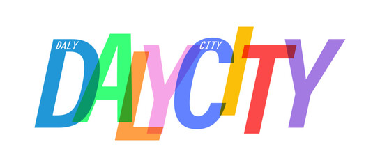 DALY CITY. The name of the city on a white background. Vector design template for poster, postcard, banner