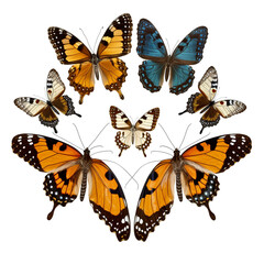 collection Butterflies on white background