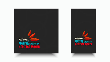 Native American Heritage Month. Social media design with abstract ornaments celebrating Native Indians in America.