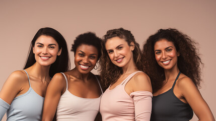 portrait of a multicultural group of young women at a shooting