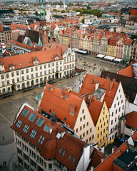 A view over the historic Market Square in Wrocław, Poland