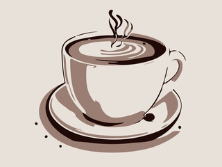 cup of coffee logo vector, cup of coffee with chocolate, brown, logo art