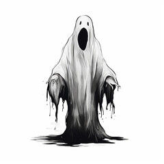 Scary Hand-Drawn Ghost Clipart Pack