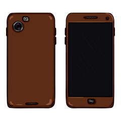 Vector Set of Cartoon Brown Smartphones.