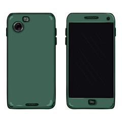 Vector Set of Cartoon Green Smartphone.