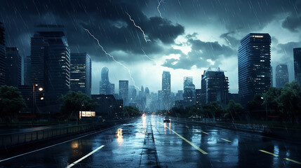 Fototapeta na wymiar 雨が降る町の風景