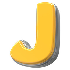 J Yellow Font 3D Rendering