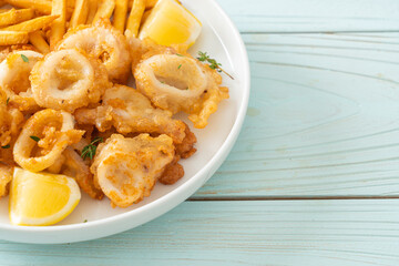 calamari - fried squid or octopus with fries
