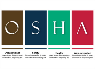 OSHA - Occupational Safety Health Administration Acronym. Infographic template with icons