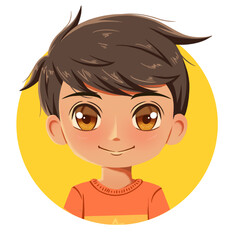 illustration of a cute profile picture of a boy with a yellow circle