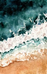 Ocean wave watercolor 