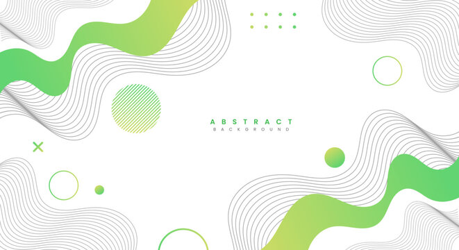 White and green wavy shapes background