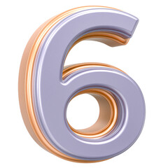 6 Number 3D Rendering