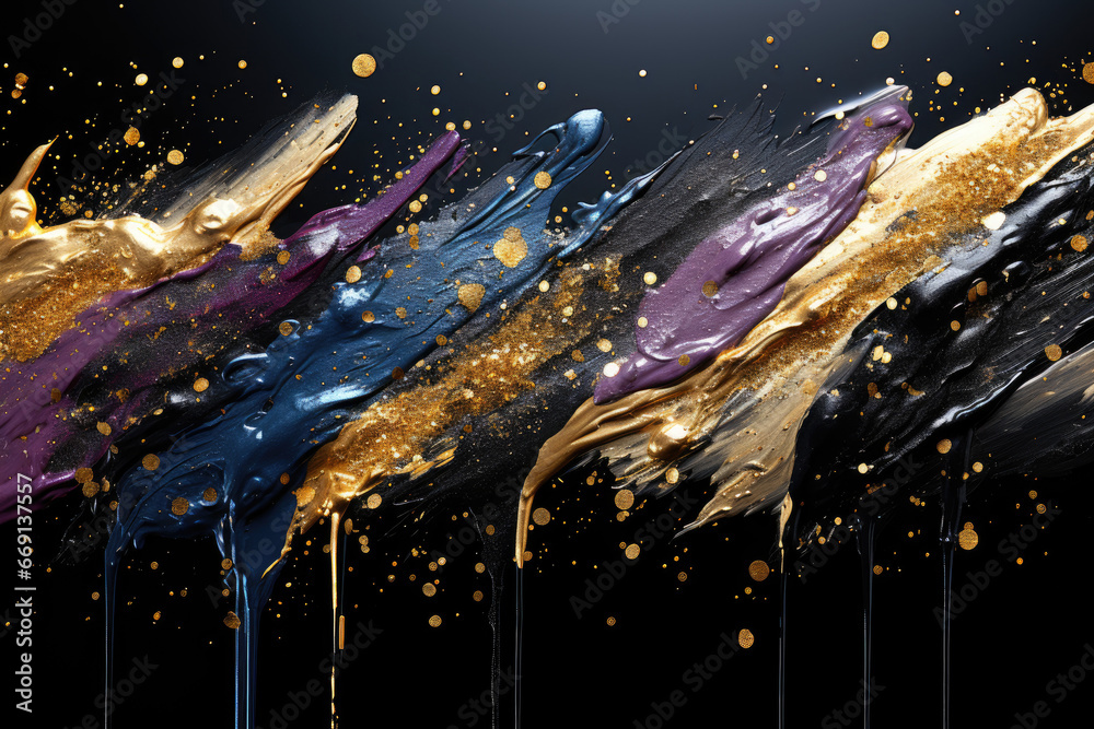 Poster abstract make up brush strokes on black background