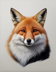 Fox Head. Gray background. Generative AI