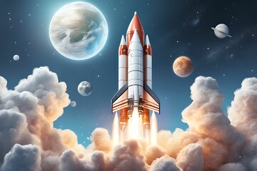Fototapeta premium 3D Rocket in space
